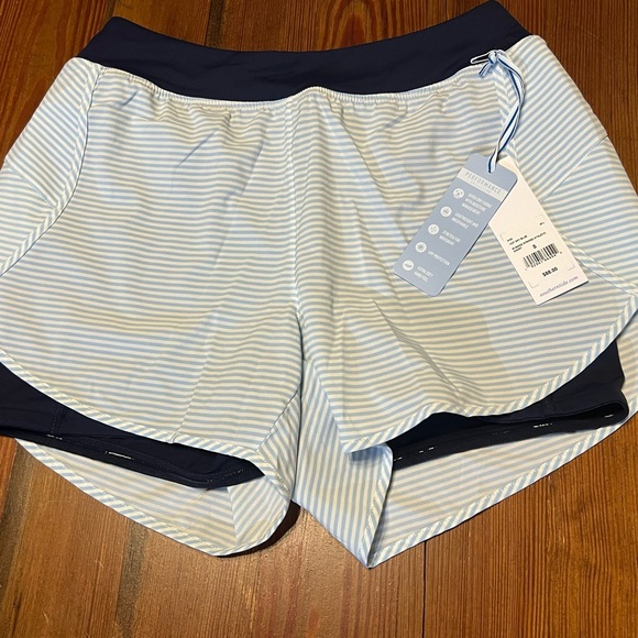 Southern Tide Nonie Striped Athletic Workout Short‎ - Sky Blue- New With Tags! - Picture 1 of 9
